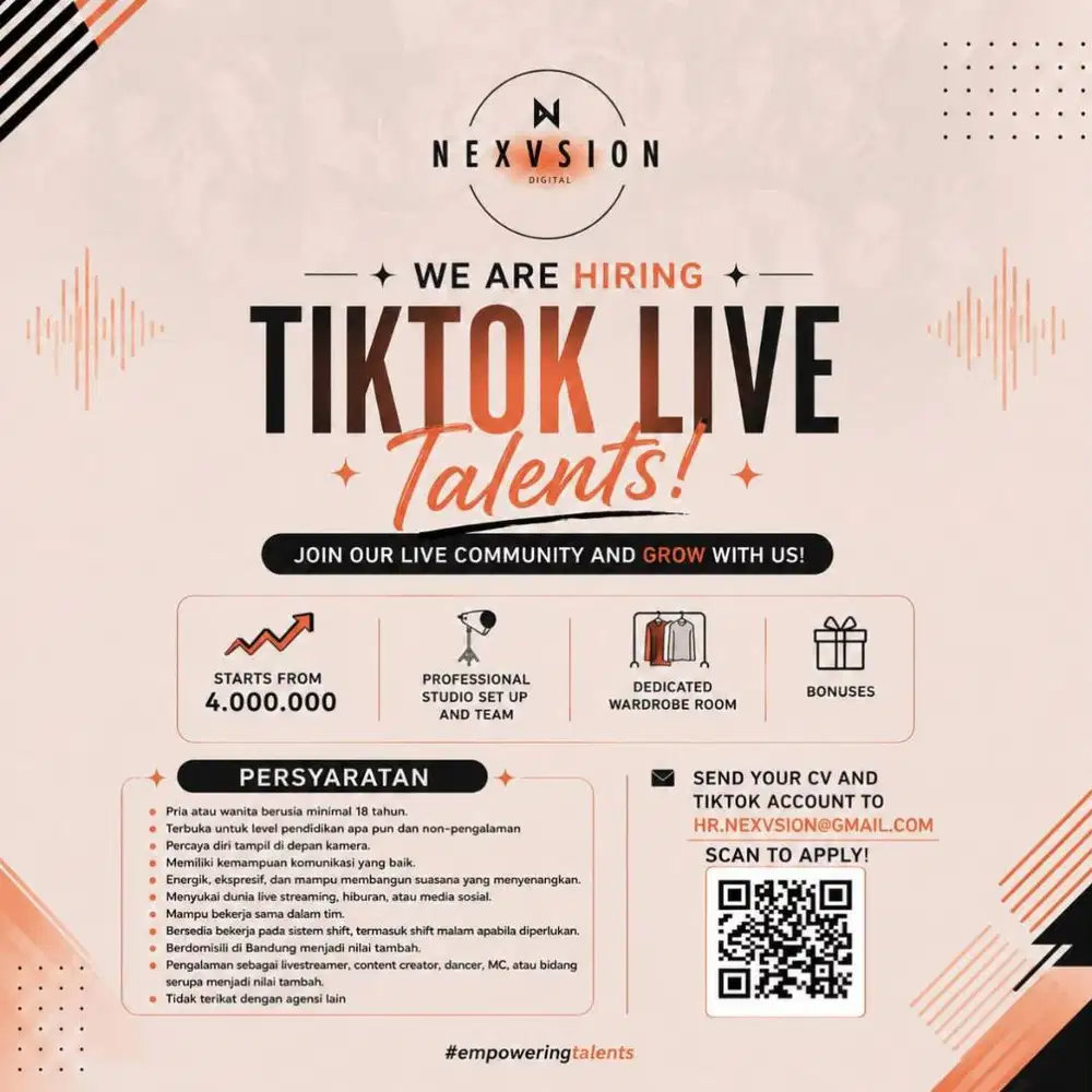 ️INFO LOKER BANDUNG️ TALENT LIVE GROUP