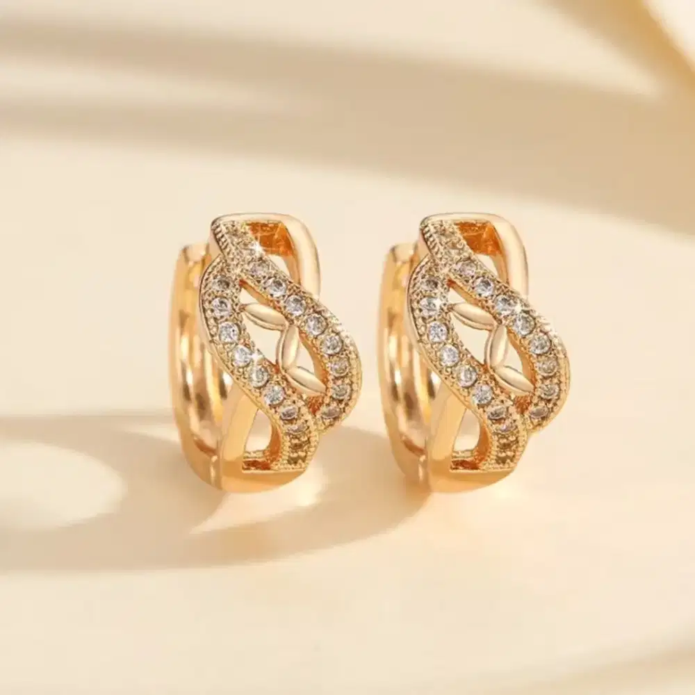 Anting Titanium Anti Karat Mewah Anting Wanita Hoop Fashion Korea