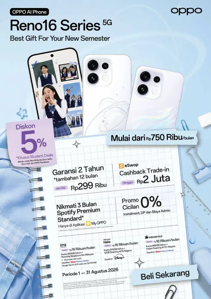 Kredit HP Reno16 Series, Mudah Cepat & Praktis, KTP only minat japri.