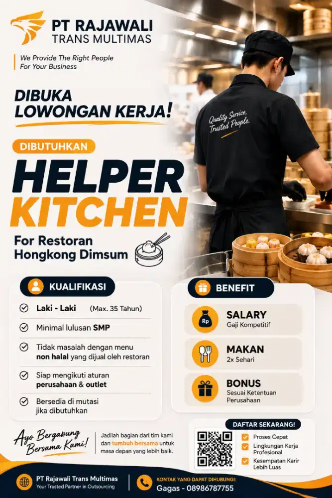 We Need Helper Kitchen for Restaurant Dimsum