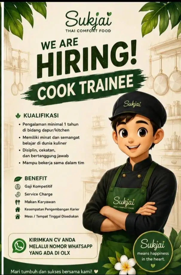 Resto Thailan HALAL yg berlokasi di kota bandung membuka Lowongan