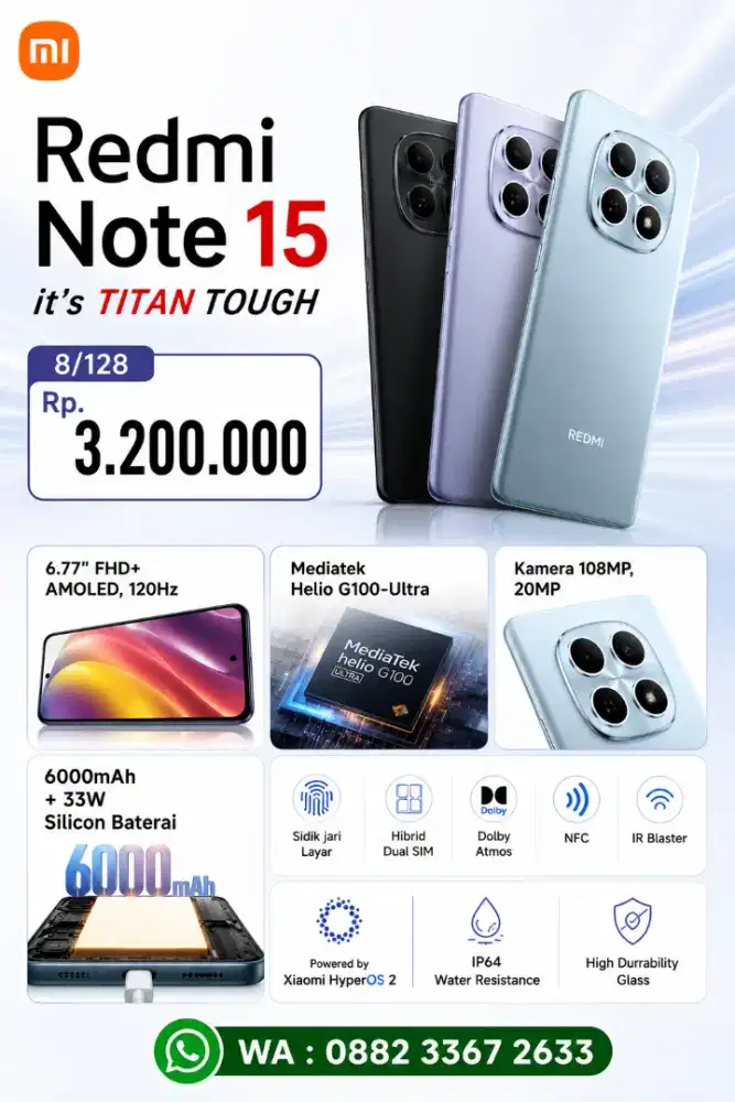 REDMI NOTE 15 NEW | HARGA PROMO | BISA COD & MELAYANI KREDIT