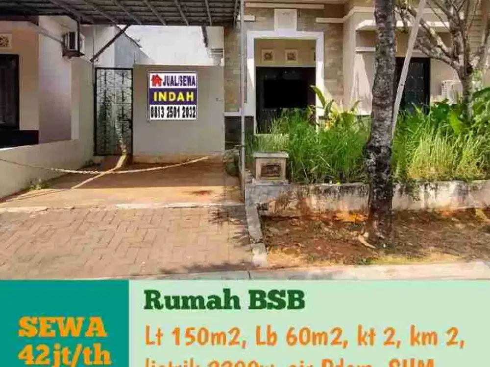 Disewakan rumah cluster mewah di BSB Semarang