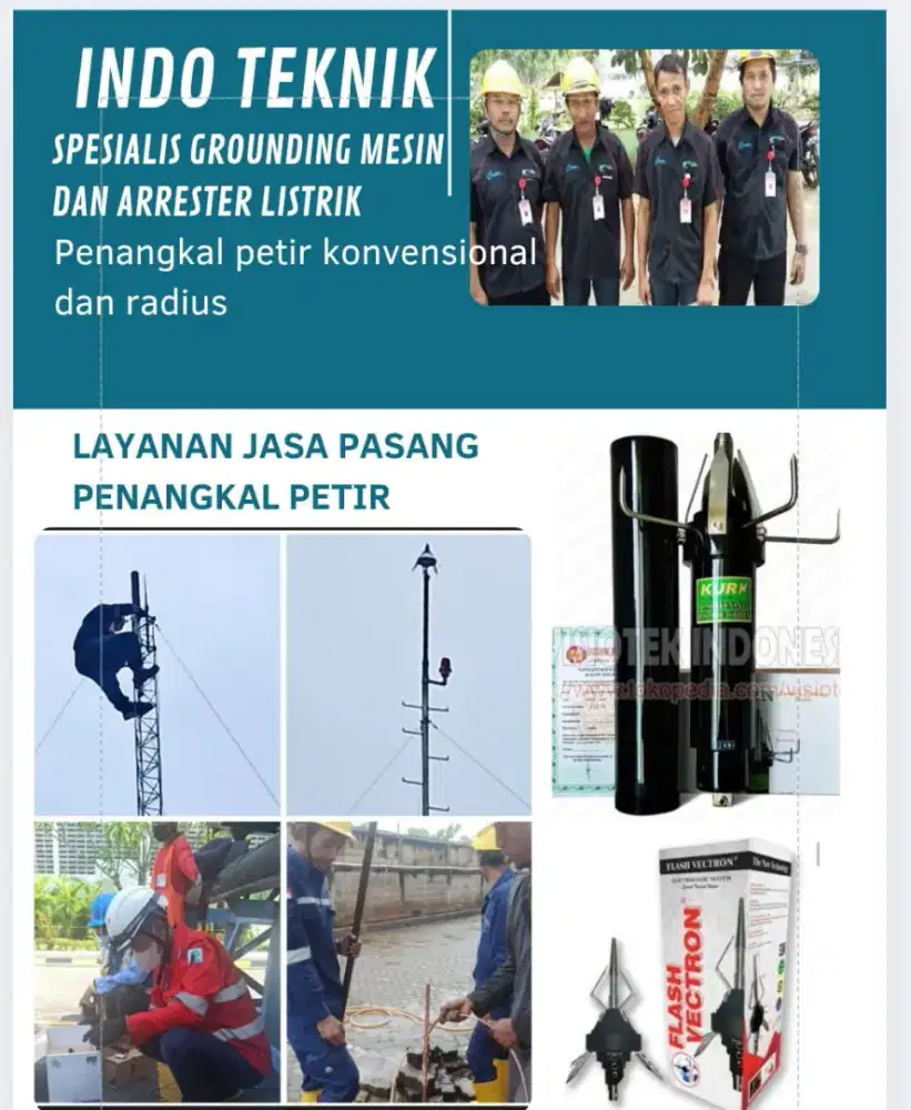 Ahli jasa pasang penangkal petir dan grounding mesin