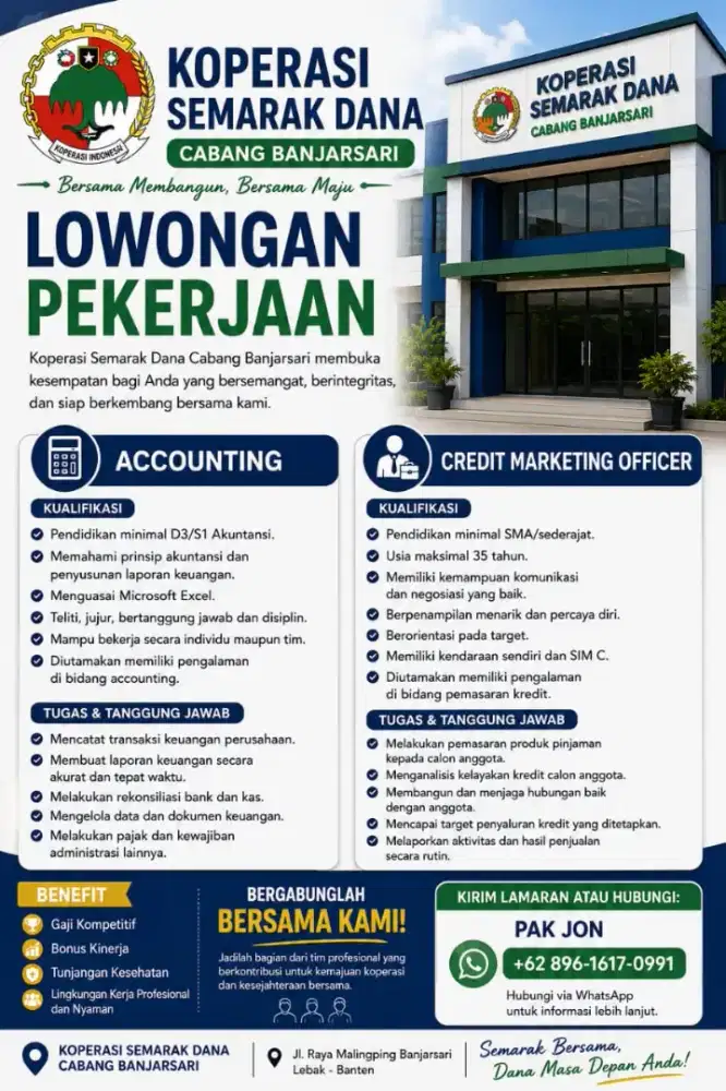 Lowongan kerja untuk bagian akunting