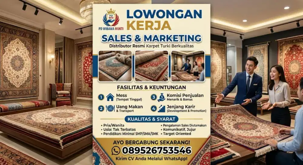 Dibutuhkan segera Sales Karpet Turki