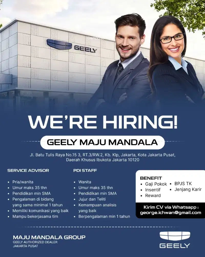 Lowongan Service Advisor dan PDI (pre delivery isnpection)