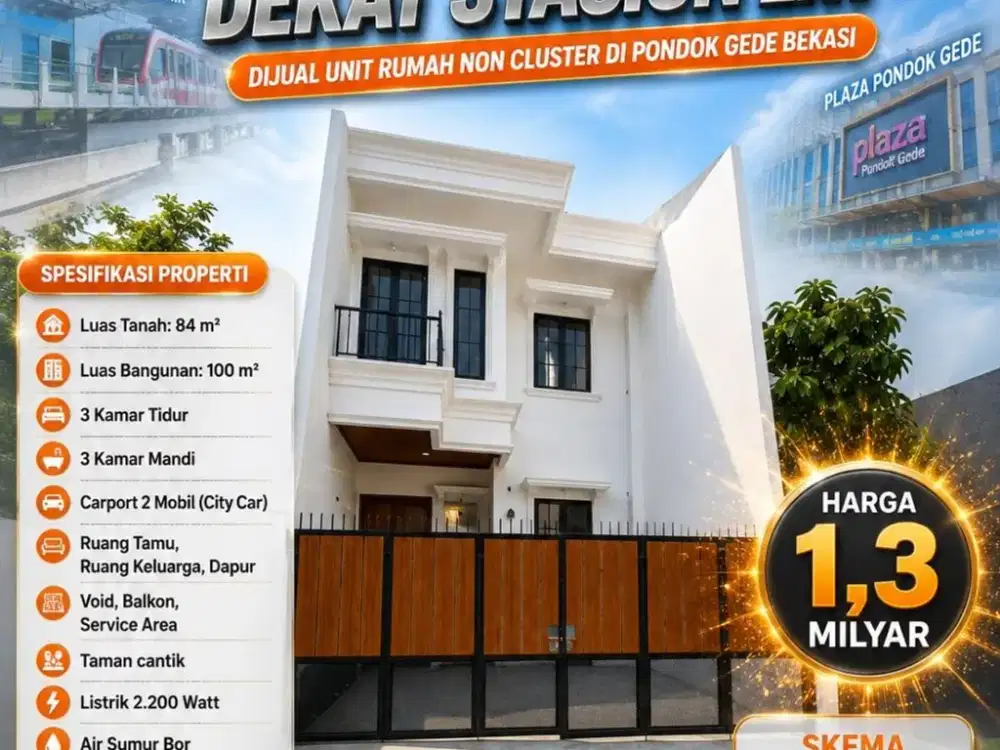 Rumah Baru Ready Pondok Gede Bekasi Dekat Stasiun LRT Cikunir