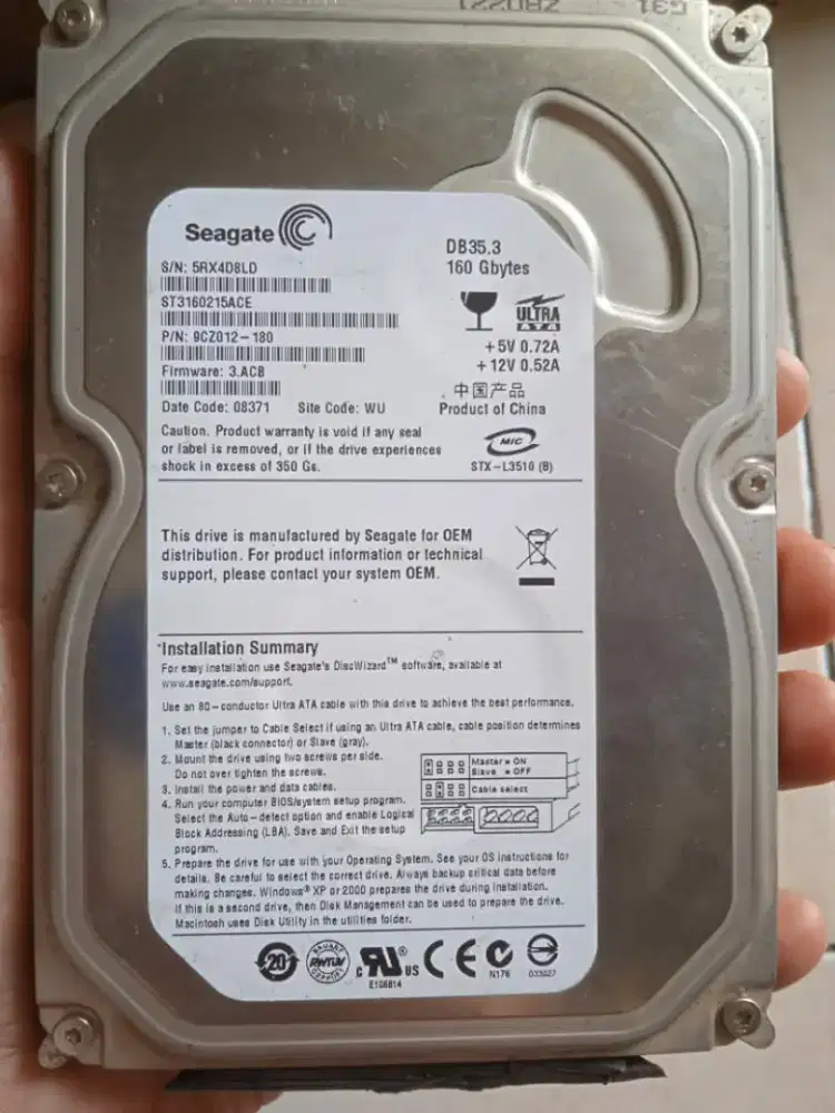 Hardis 160gb untuk ps2 fullgame normal poris cipondoh