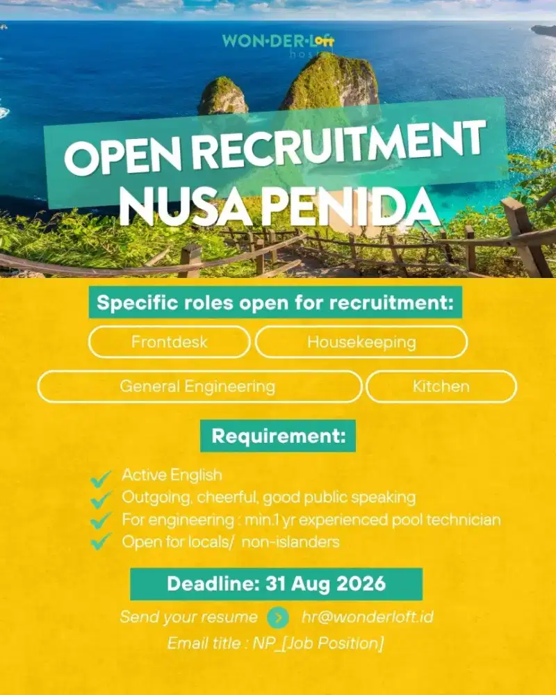 LOWONGAN HOSTELS DI NUSA PENIDA