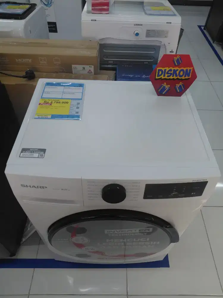 MESIN CUCI SHARP 8KG 200 Watt Inverter