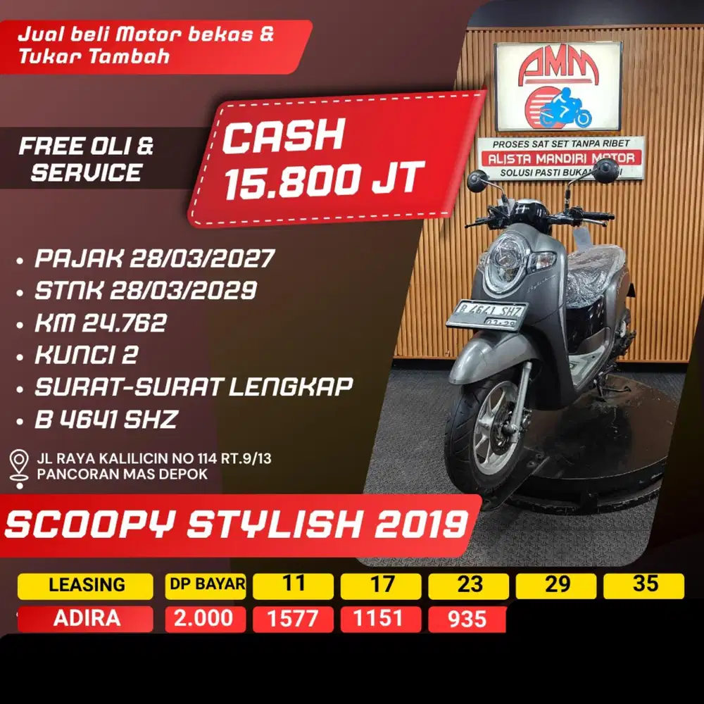 SCOOPY STYLISH 2019 PAJAK HIDUP KUNCI 2 SPAYLATER CASH / KREDIT ALISTA