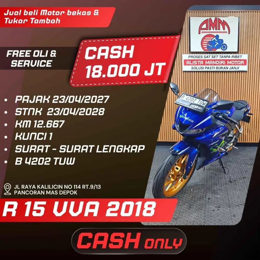 R 15 VVA 2018 PAJAK HIDUP CASH ONLY ALISTA