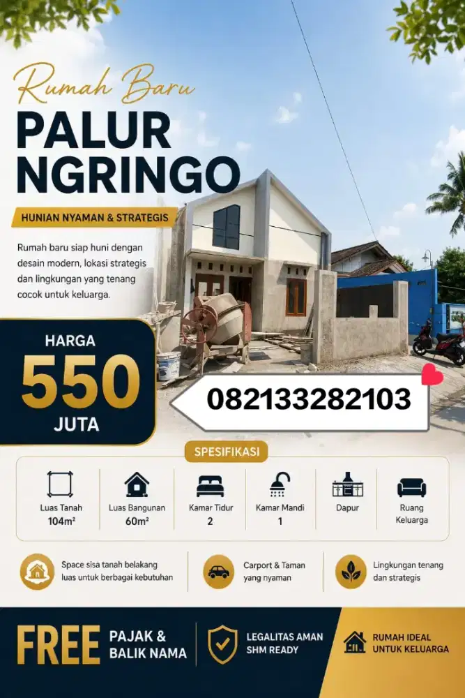 RUMAH BARU NGRINGO JATEN KRA,MODERN,BISA KPR,DEKAT SOLO,UNS,STASIUN