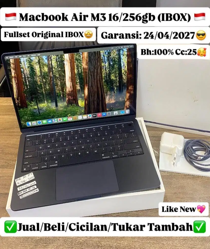 Macbook air m3 16/256gb ibox garansu on