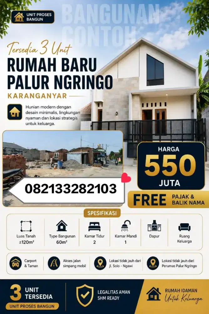 Rumah Baru NGRINGO Jaten Karanganyar,Dekat Solo,UNS,Stasiun,Bisa KPR