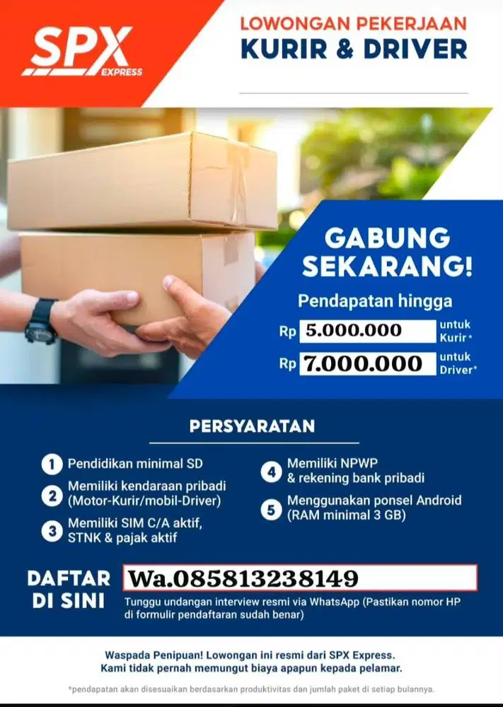 LOWONGAN KERJA KURIR SHOPEE EXPRESS BANTEN