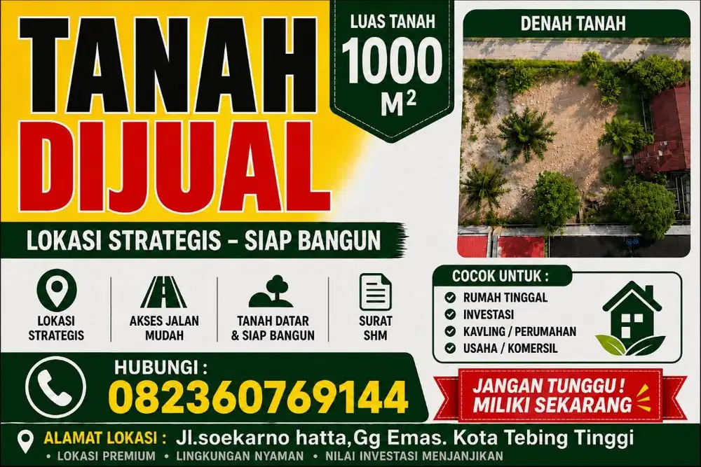Jual Tanah SHM Kota Tebing Tinggi