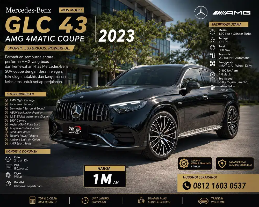 Mercedes Benz Mercy GLC43 GLC 43 AMG 2023 Antik Low KM Murah Bekas Top