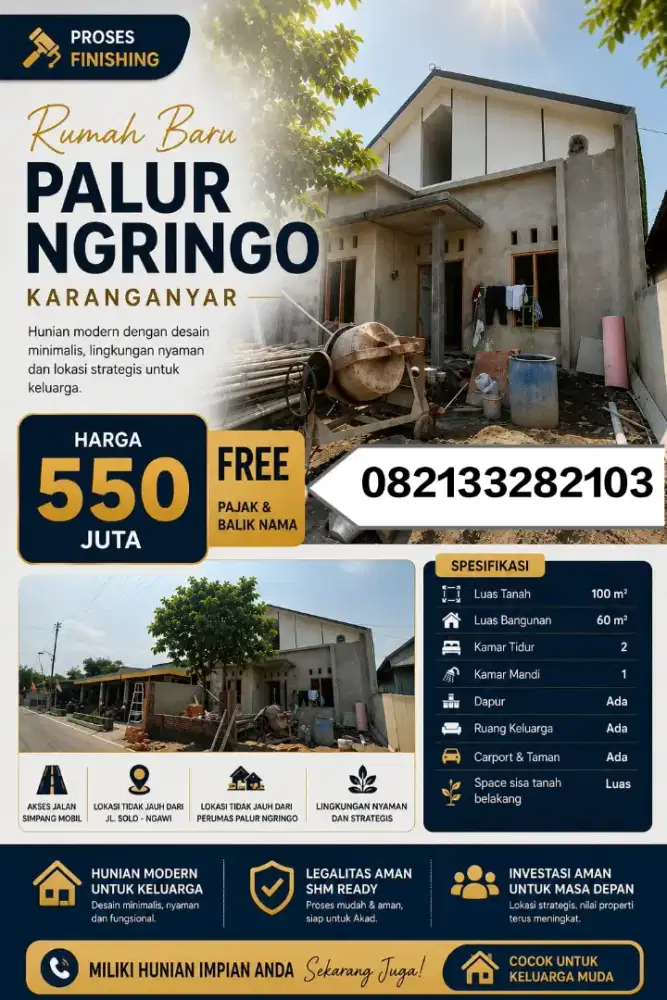 Rumah Baru Kampung Modern Bisa KPR,NGRINGO Jaten KRA,Dekat Uns,Stasiun