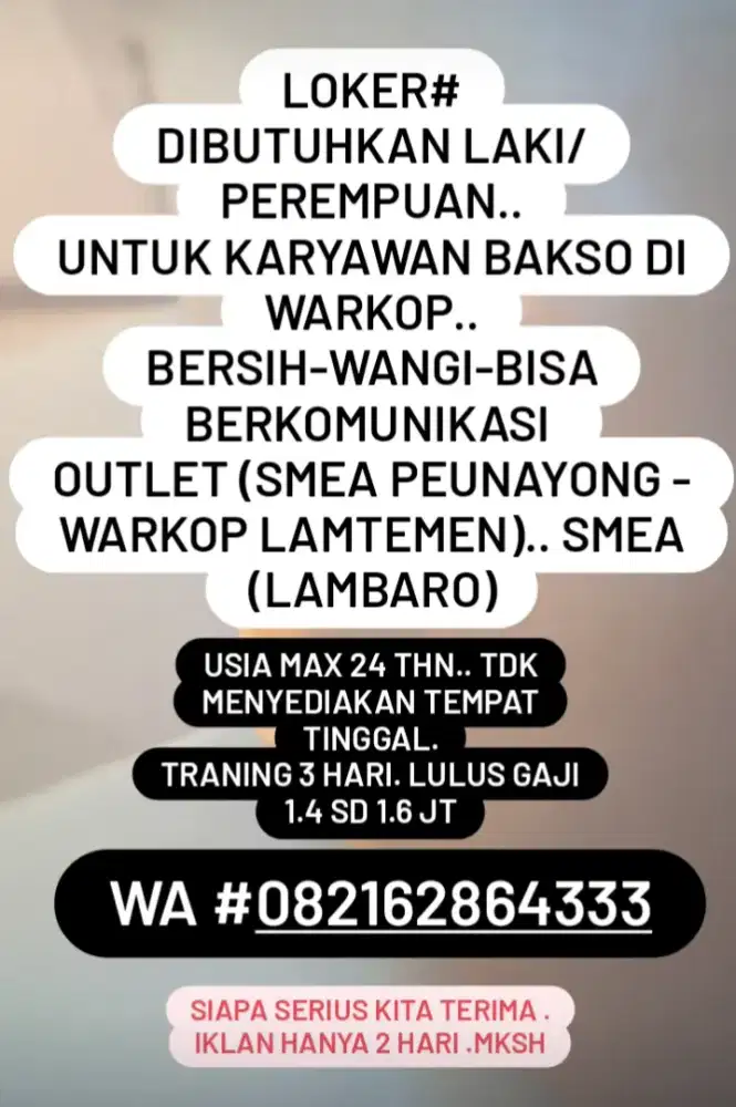 Loker karyawan bakso