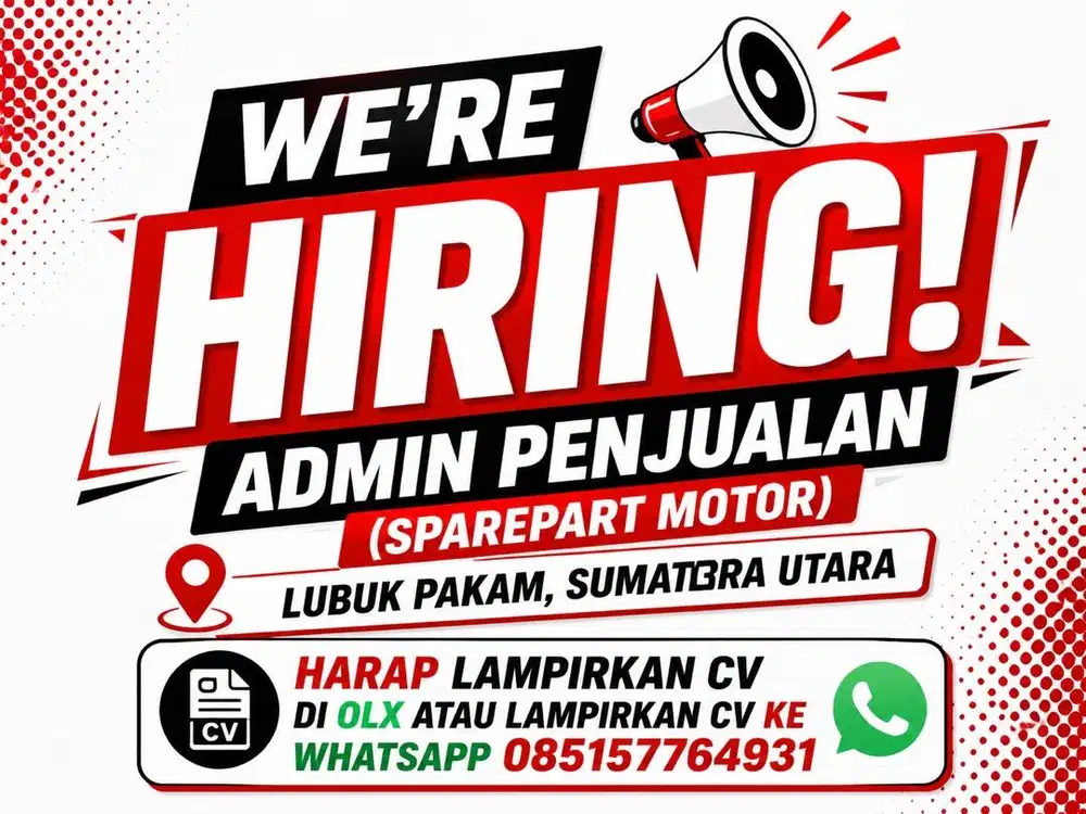 LOWONGAN Admin Penjualan (CEWEK) - Lubuk Pakam, Sumut - BACA DESKRIPSI