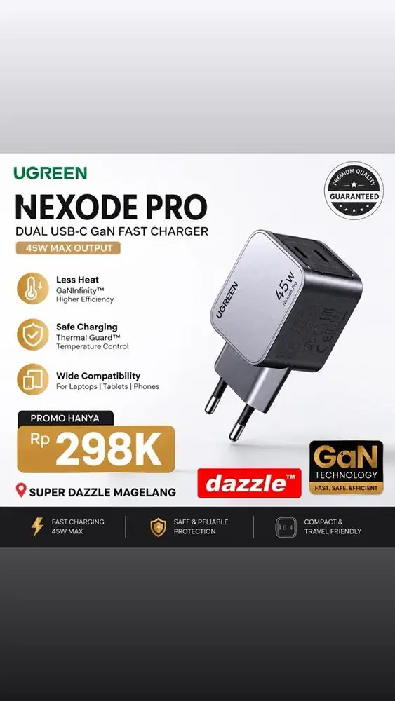Tc ugreen nexode pro gan 45 watt gray 35008