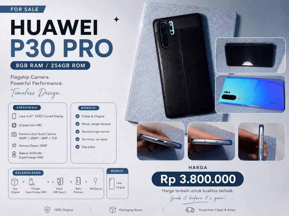 For sale Hp Huawei P30 Pro 8/256gb warna Aurora mulus no minus