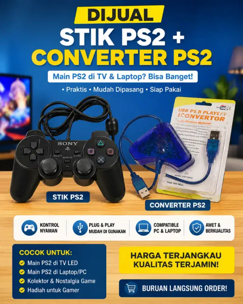Paket Stik PS2 + Converter PS2 USB – Siap Gaming