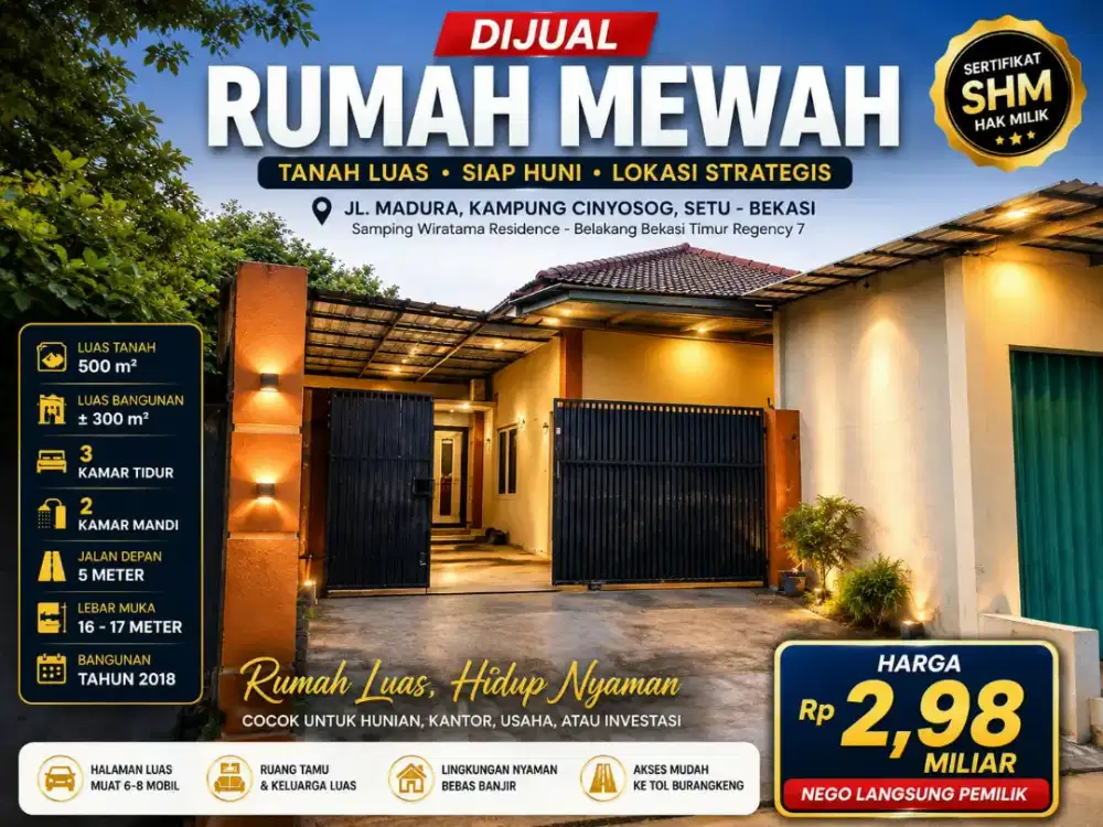 Dijual Rumah Mewah Disetu Bekasi