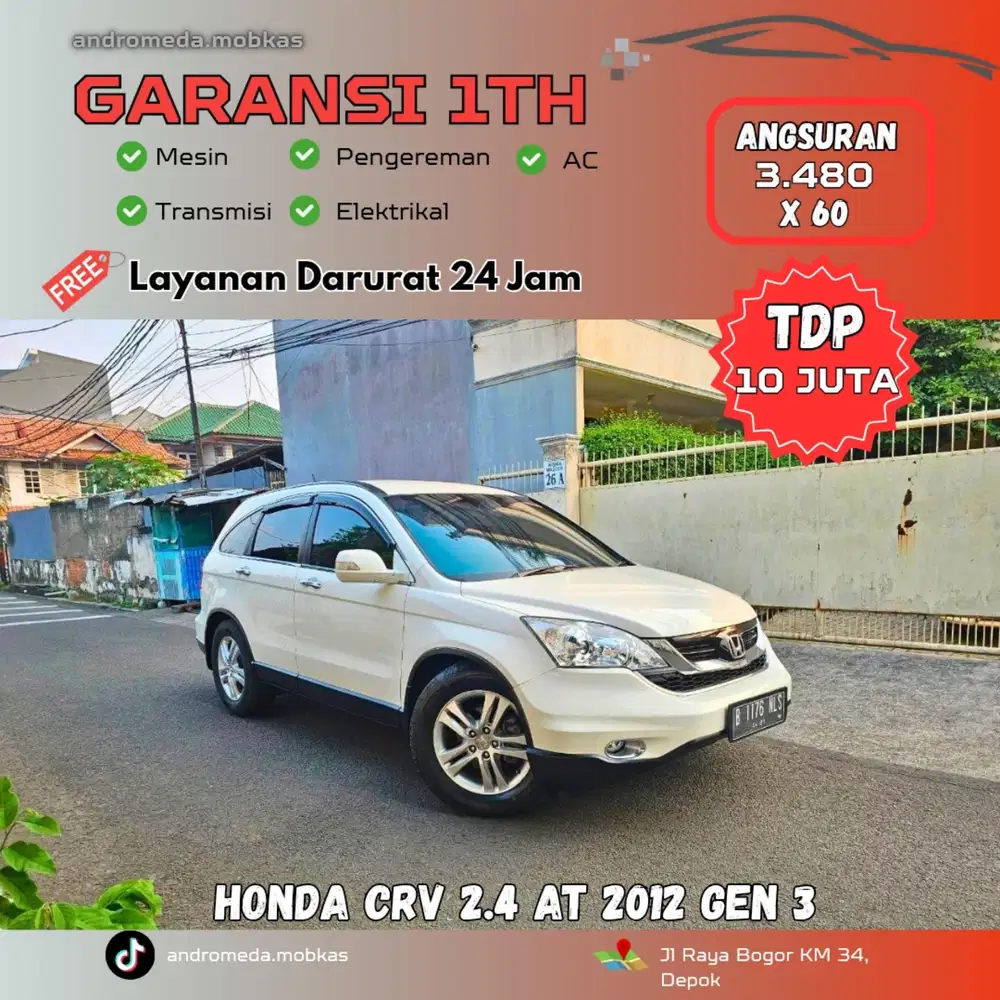 HONDA CRV 2.4 AT 2012 GEN 3 GOOD CONDITION TDP 10 JT
