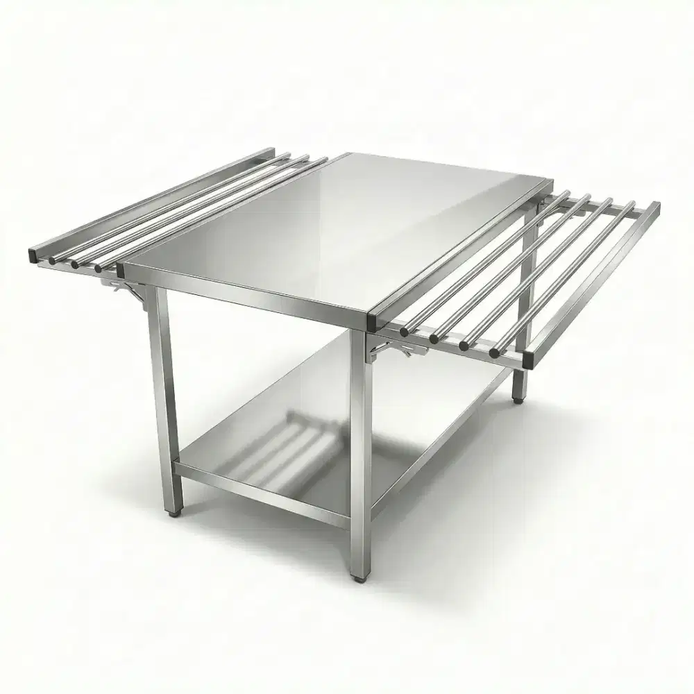 Meja Pemorsian Dapur Mbg Stainless Steel Panjang 200 Meter