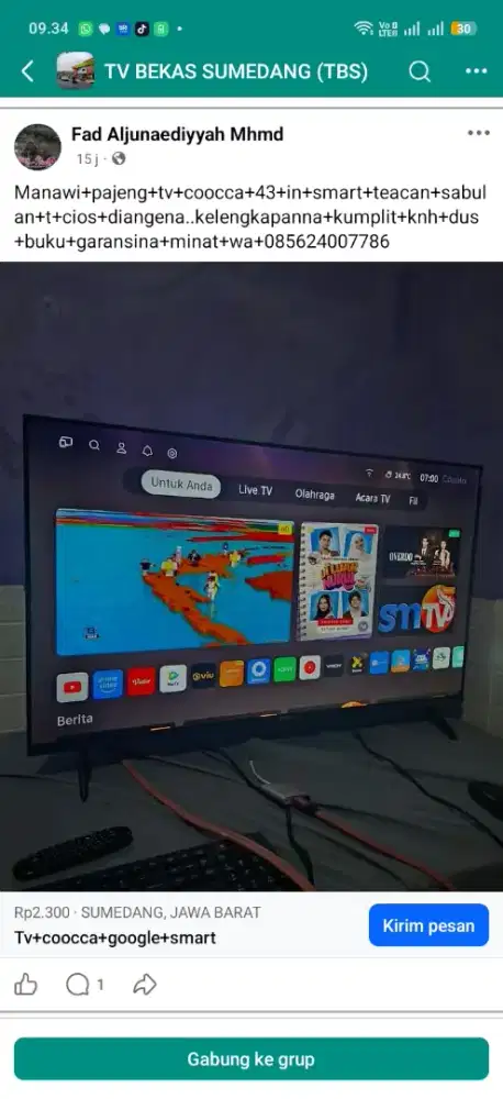 Smart tv 43 in.merk cocaa.