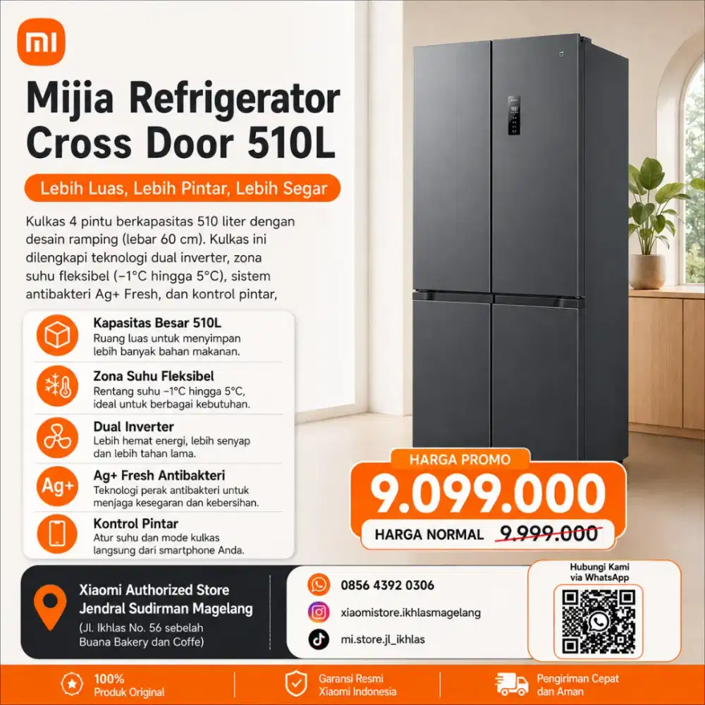 Xiaomi Mijia Refrigrator Cross Door 510L (New Garansi Resmi)