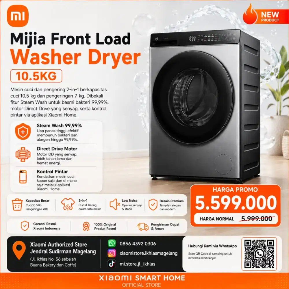 Xiaomi Mijia Front Load Washer Dryer 10.5KG (New Garansi Resmi)