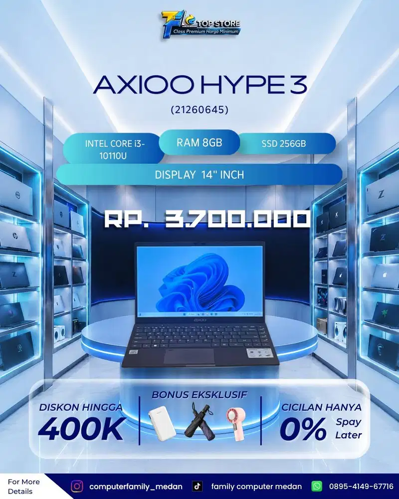 AXIOO MYBOOK HYPE 3 INTEL CORE I3-GEN 10 RAM 8GB SSD 256GB