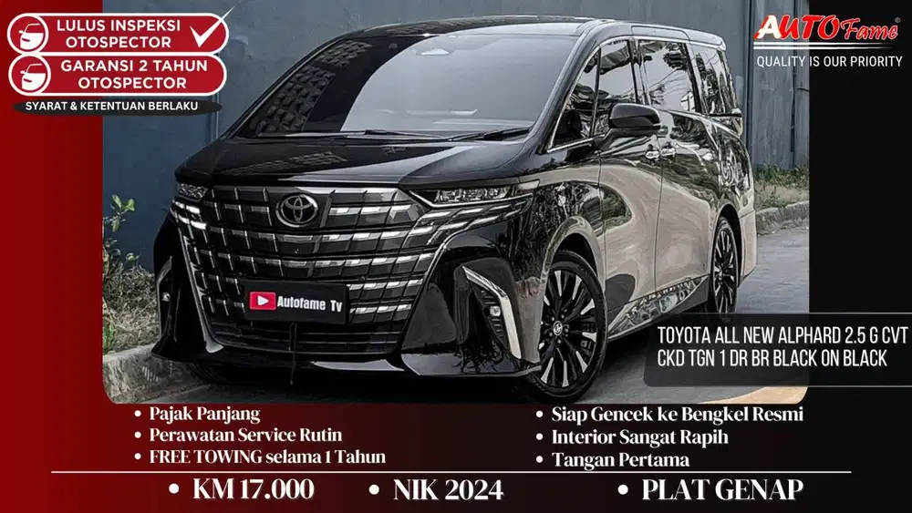 Toyota All New Alphard 2.5 G CVT CKD NIK 2024 Tgn 1 Dr Br Black On Bla