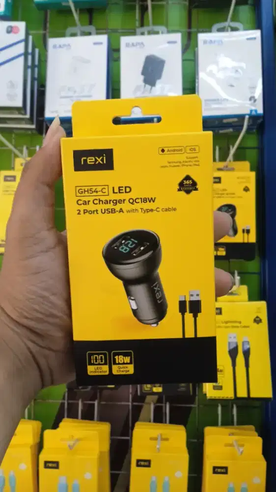 Rexi GH54-CX Car Charger Type-C 18W Fast Charger With LED indikator