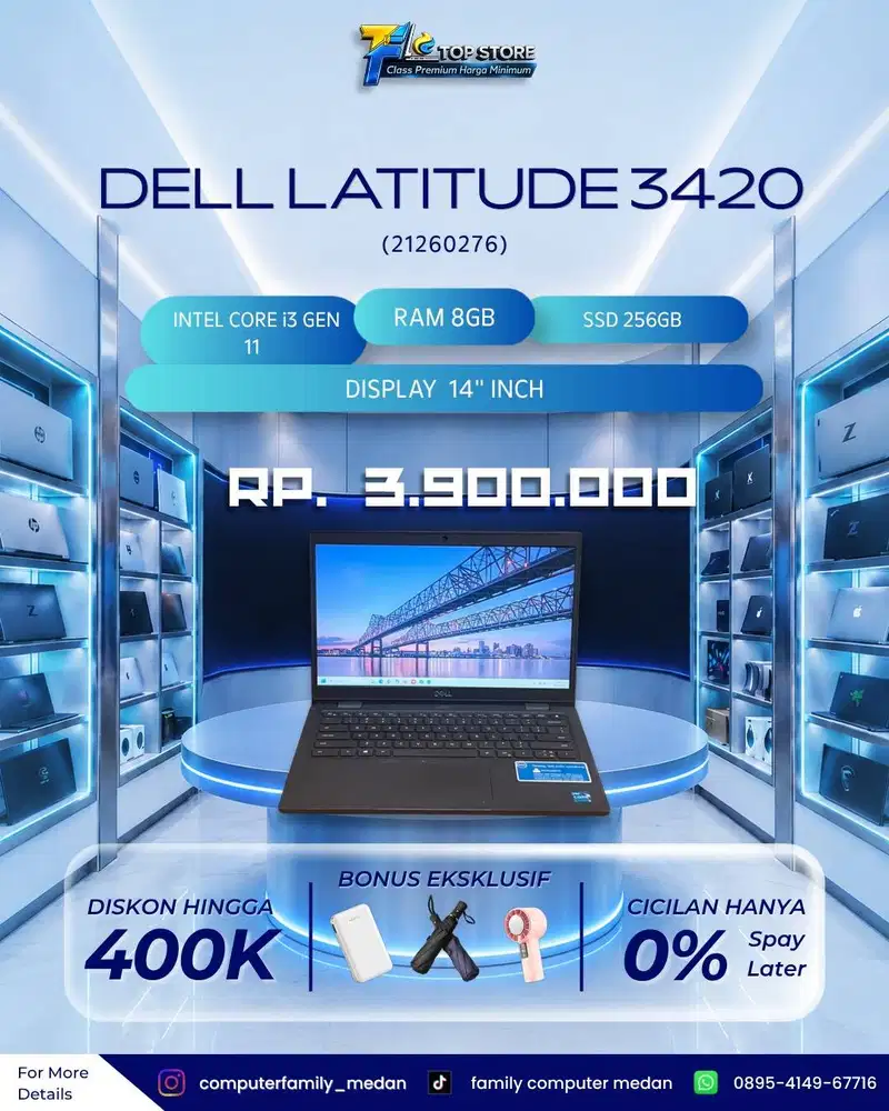 DELL LATITUDE 3420 11TH CORE I3 RAM 8GB SSD 256GB LIKE NEW
