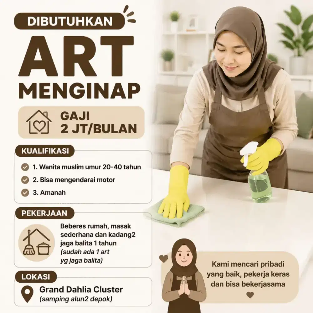 Dibutuhkan ART Menginap