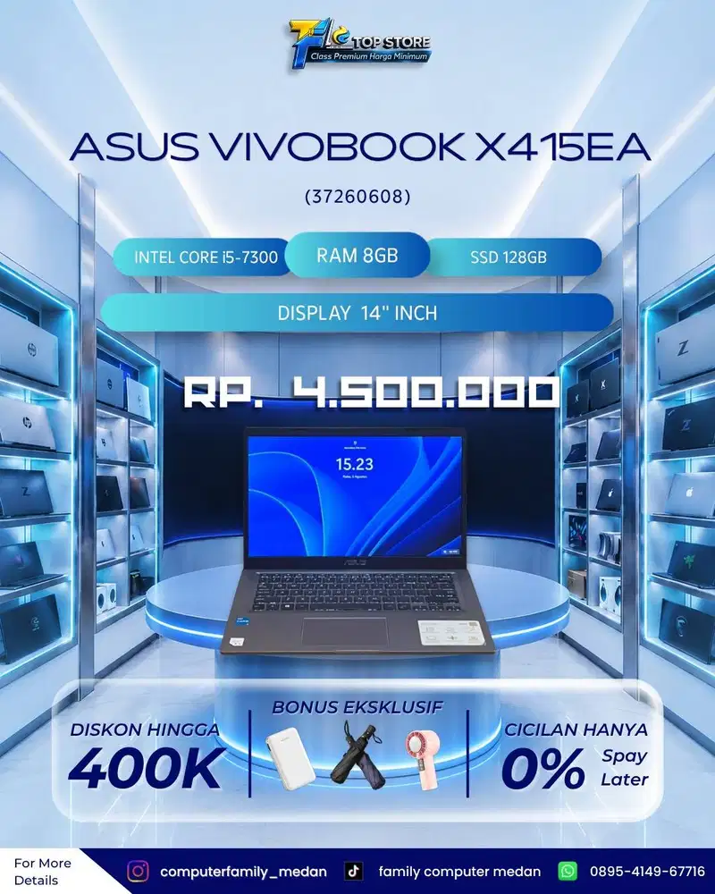 ASUS VIVOBOOK X415EA 305 GEN 11 INTEL CORE I3-1115G4 RAM 8GB SSD 256GB