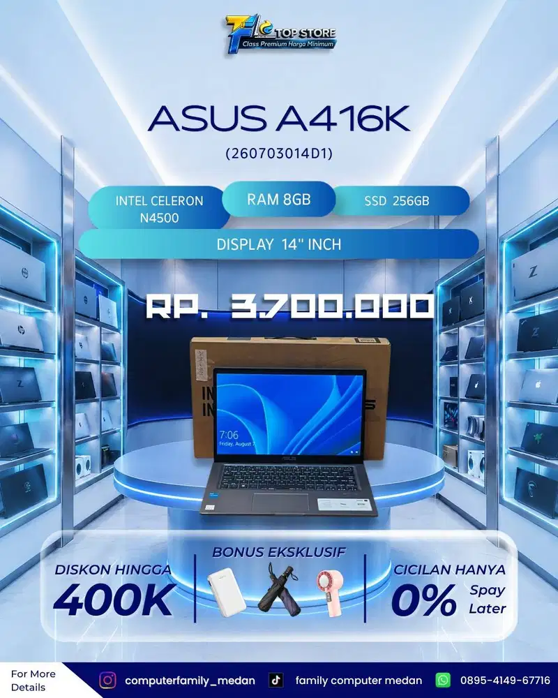 ASUS A416K INTEL CELERON N4500, 8/256 GB SSD FULLSET