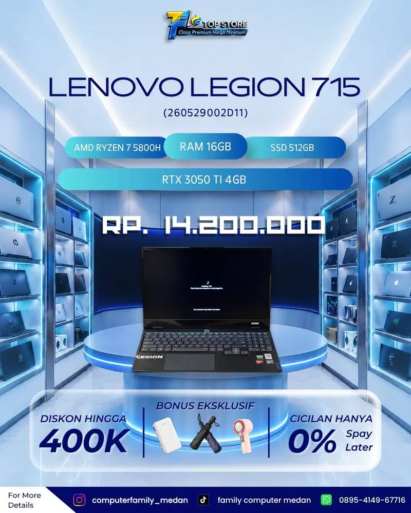 LENOVO LEGION GAMING S7-15ACH6 16INC 165HZ AMD RYZEN 7 5800H,16/512 SS