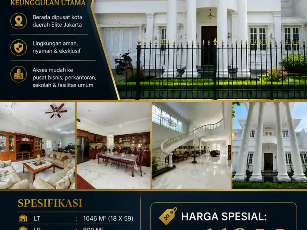 Luxury home with a classic style in the Menteng area; see details in the video.