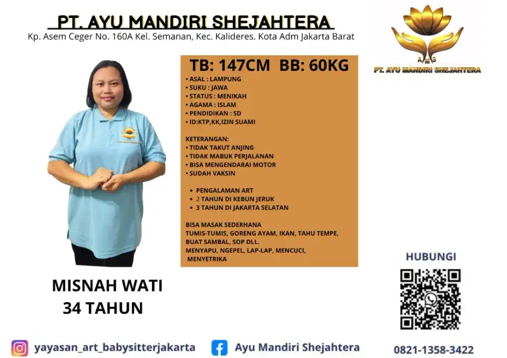 PT AYU MANDIRI SHEJAHTERA Tenaga kerja ART dan suster bergansi