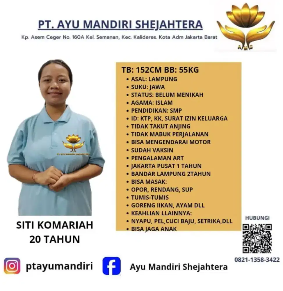 PT AYU MANDIRI SHEJAHTERA Tenaga kerja ART dan suster bergansi