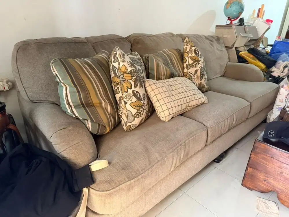 Sofa 3 seater bahan febrik
