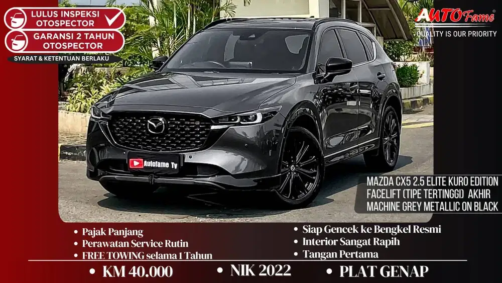 Mazda CX5 2.5 Elite KURO EDITION Facelift (TIPE TERTINGGI) NIK 2022 Ak