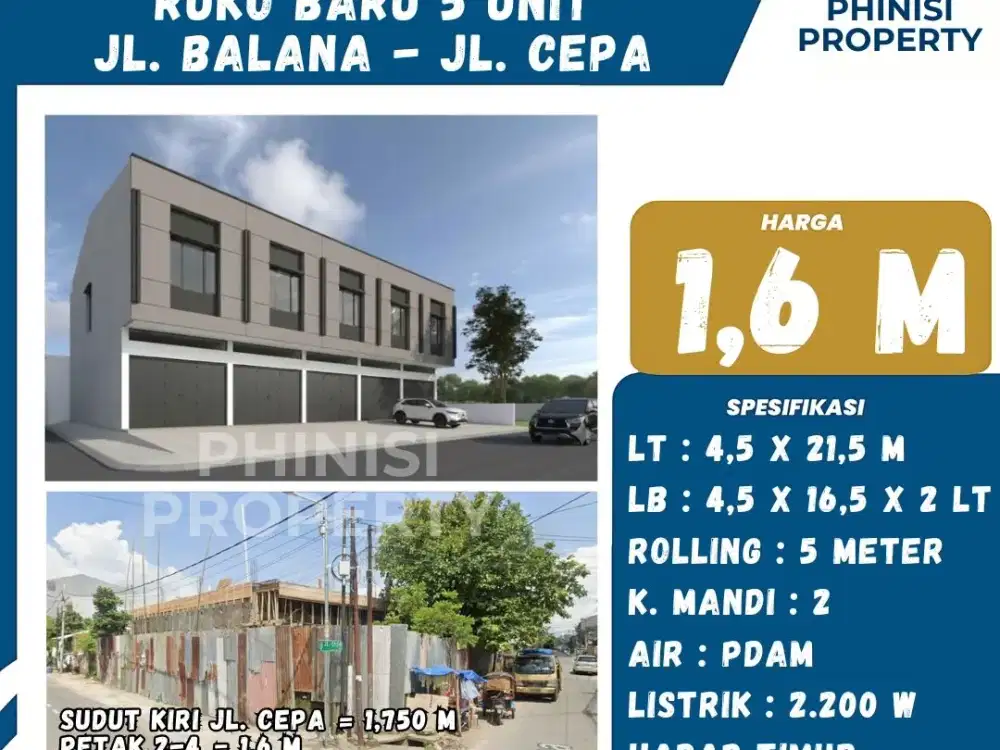 DIJUAL Ruko baru di Jalan Balana