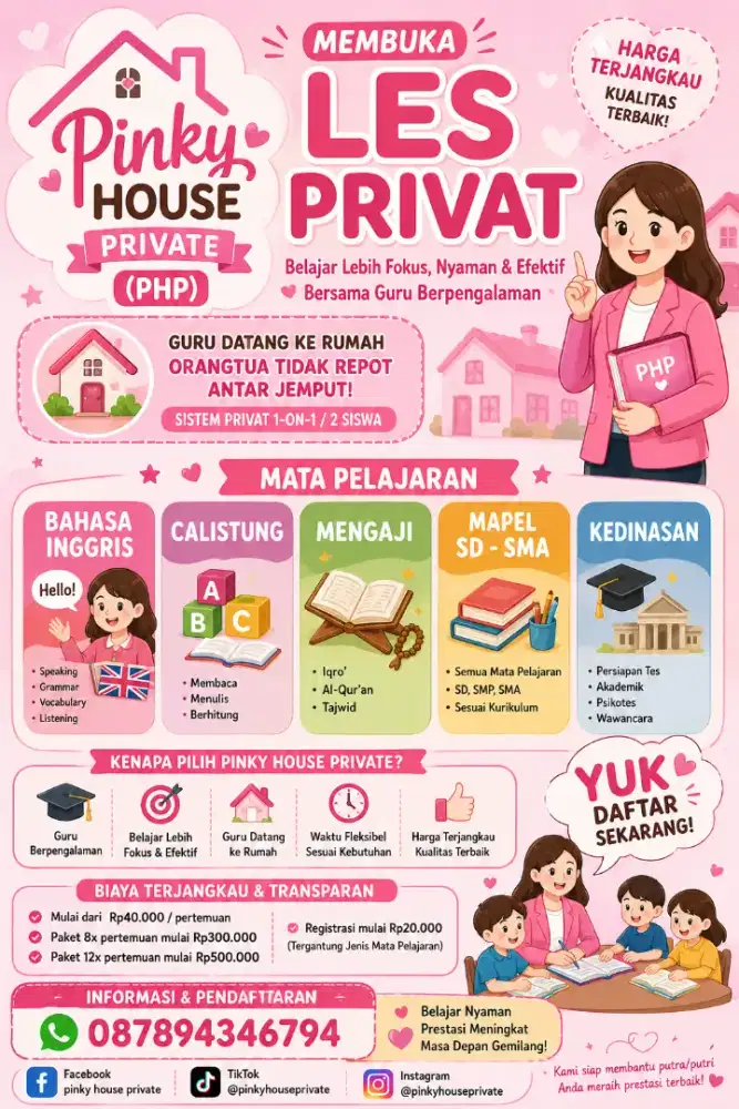 Yuk bunda-bunda yang butuh guru privat di Palembang